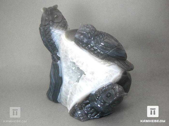Совы из агата с жеодой кварца, 23-135/1, фото 4
