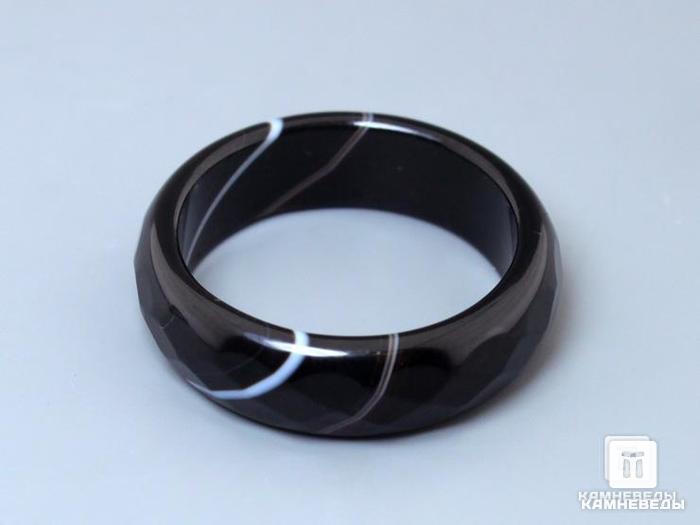 Кольцо из агата чёрного, огранка, 44-9, фото 1