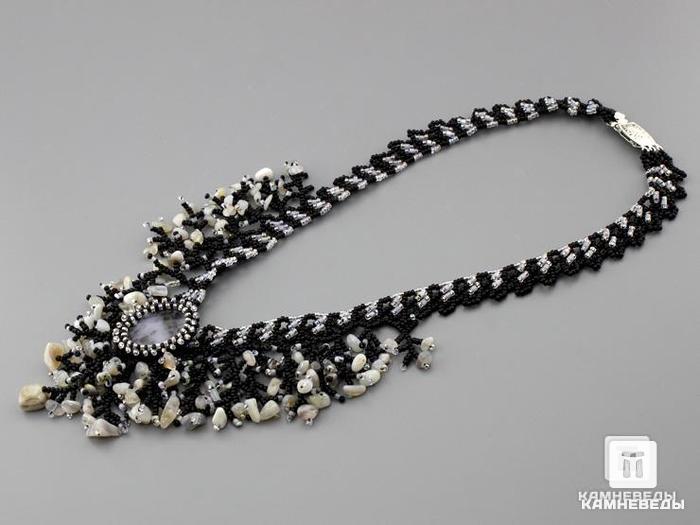 Ожерелье с камнем агат, ширина 1,2-7,5 см, 46-88/44, фото 2