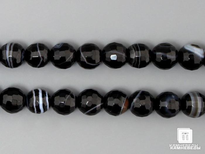 Бусины из чёрного агата (чёрного оникса), 63-67 шт. на нитке, 6-7 мм, огранка, 7-14, фото 1