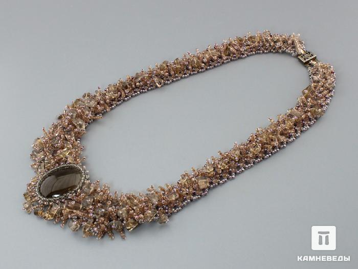 Ожерелье из раухтопаза (дымчатого кварца), длина 45 см, ширина 1,6-4 см, 46-88/52, фото 2