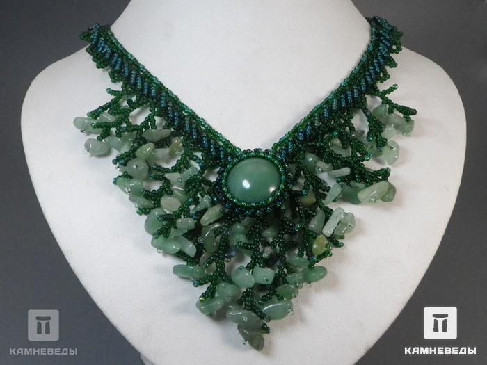 Ожерелье с натуральным камнем зеленый кварц, 46-88/18, фото 2