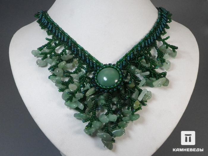 Ожерелье с натуральным камнем зеленый кварц, 46-88/18, фото 1