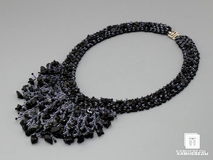 Ожерелье с обсидианом чёрным, 46-88/86, фото 2