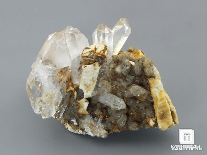 Горный хрусталь (кварц), кристаллы на мраморе, 10-232/17, фото 1