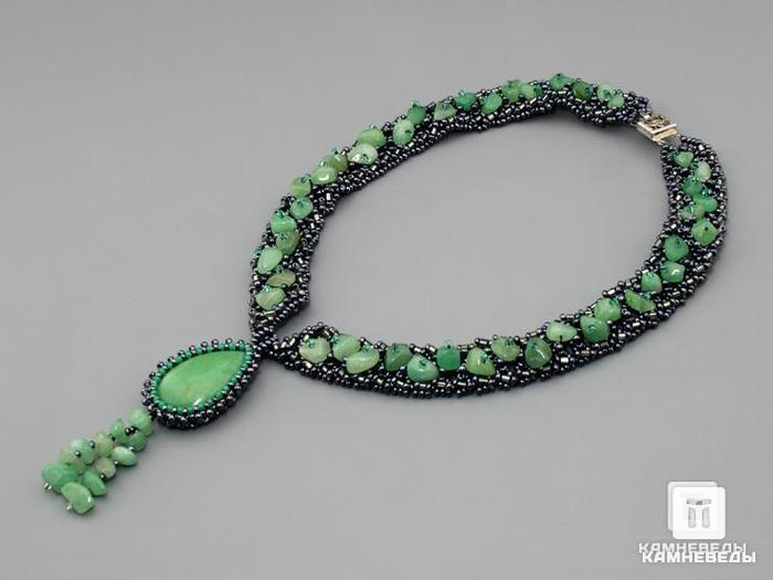 Ожерелье-подвеска с зеленым кварцем, 46-88/98, фото 2