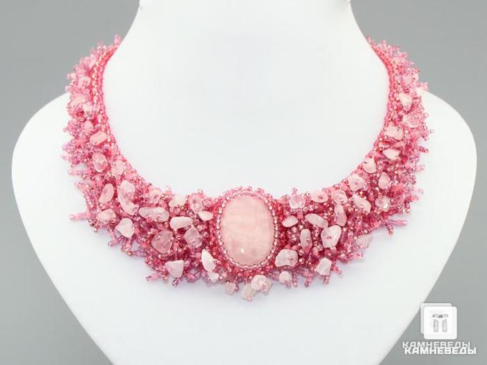 Ожерелье с розовым кварцем, 46-88/121, фото 1