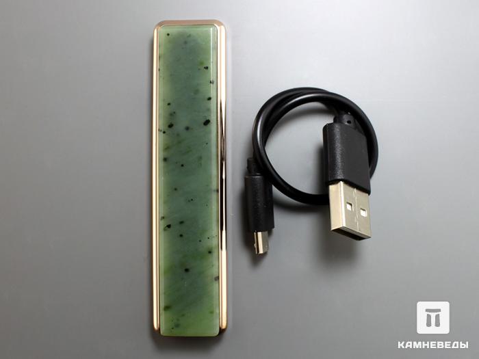 Зажигалка электронная (USB) с нефритом, 25-43, фото 4