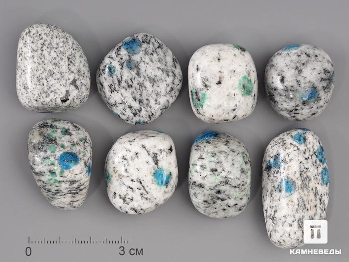 Азурит в граните (камень K2), галтовка 2-3 см, 12-96/5, фото 1