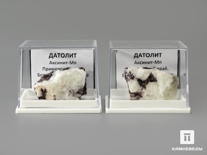 Датолит с аксинитом-(Mn) в пластиковом боксе, 2,5-3 см, 3481, фото 2