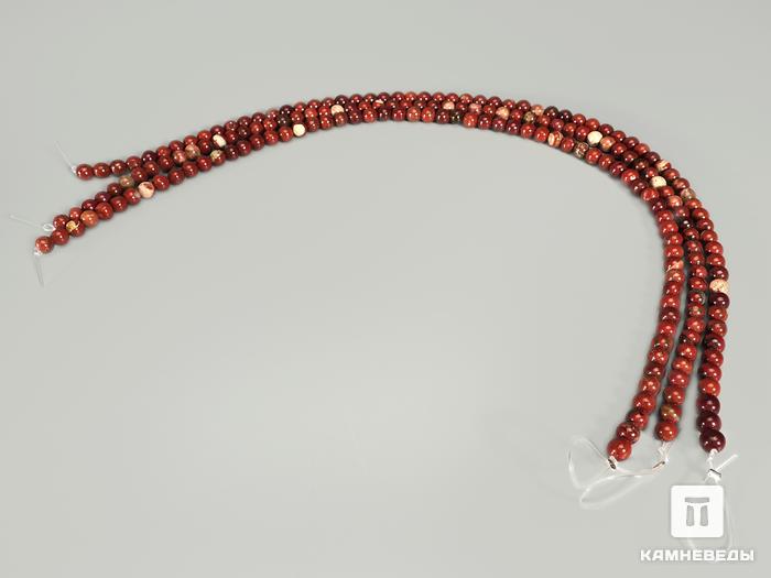 Бусины из брекчиевой яшмы, 57-61 шт. на нитке, 6-7 мм, 4185, фото 2