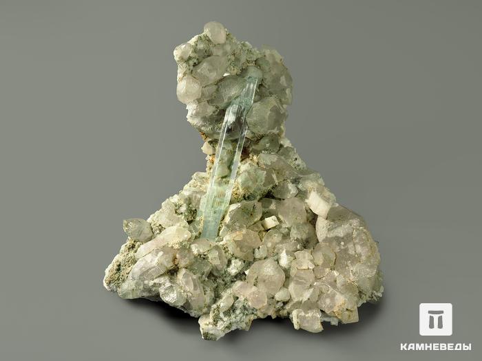 Аквамарин, кристалл на кварце 11,4х10,1х2,5 см, 6927 (К-30), фото 3