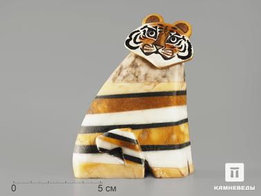 Ангидрит. Тигр из ангидрита и других камней, 9,3х7х4,5 см