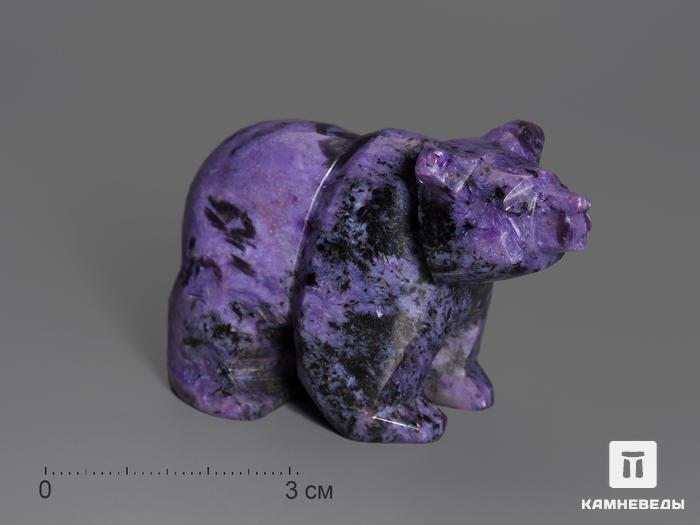 Медведь из чароита, 6,3х4х3 см, 13502, фото 1