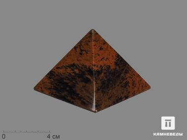 Обсидиан. Пирамида из коричневого обсидиана, 8х8х5,9 см