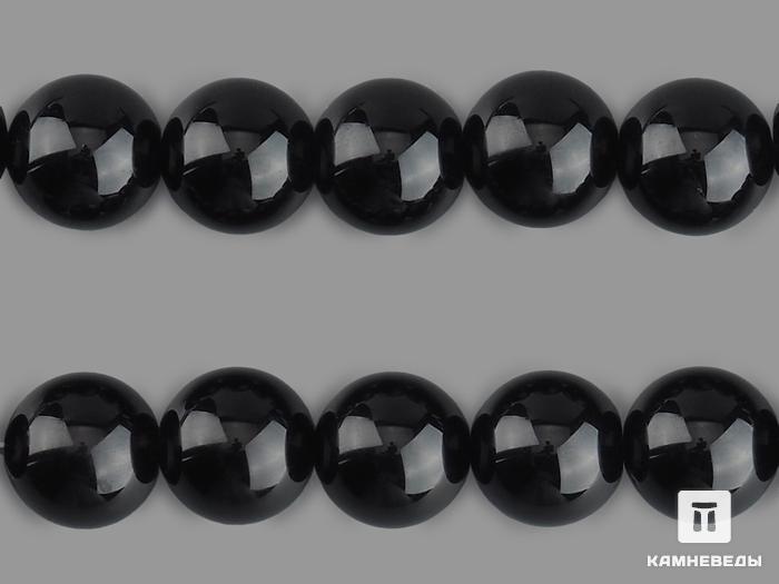 Бусины из шерла (чёрного турмалина), 10 шт. на нитке, 12 мм, 16833, фото 1