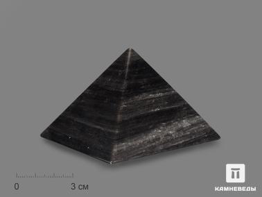 Обсидиан. Пирамида из серебристого обсидиана, 8х8х6 см