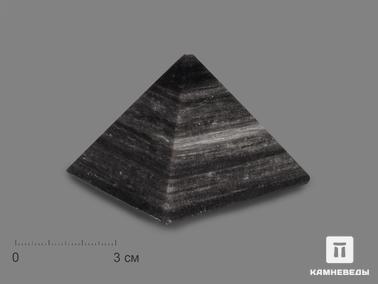 Обсидиан. Пирамида из серебристого обсидиана, 6х6х4,3 см