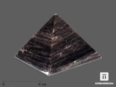 Обсидиан. Пирамида из  серебристого обсидиана, 7х7х4,8 см