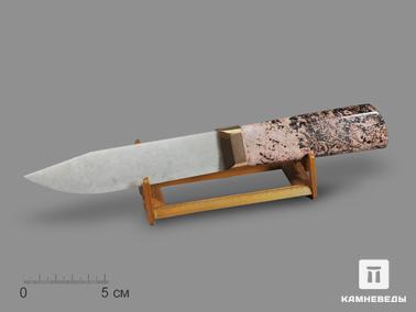 Жадеит, Родонит. Сувенирный нож из жадеита и родонита, 24х5х4,9 см