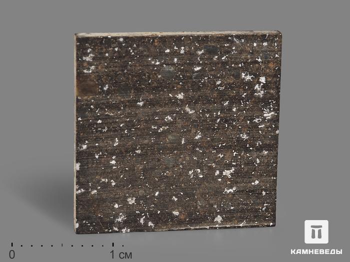 Метеорит Кольцово, пластина в боксе 2х2х0,1 см (2,2 г), 19850, фото 1
