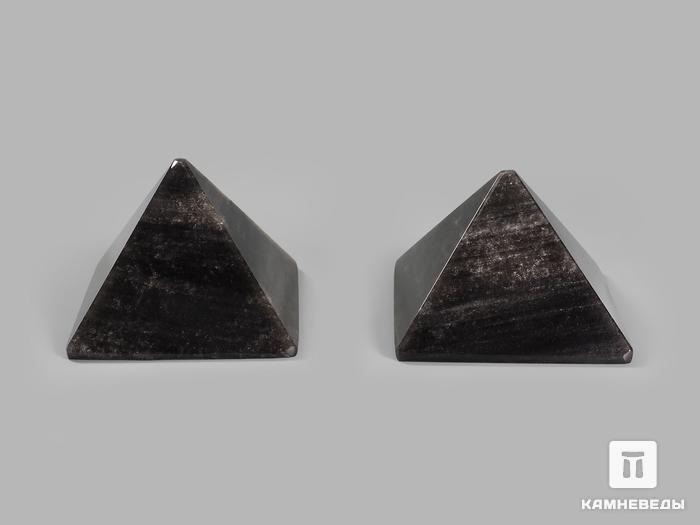 Пирамида из серебристого обсидиана, 5х5х3,5 см, 20998, фото 2