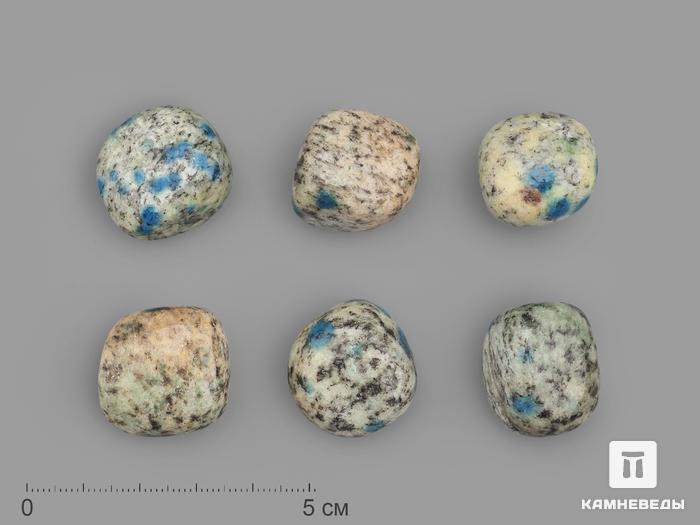 Азурит в граните (камень K2), галтовка ||| категории, 2-2,5 см, 21167, фото 1