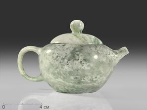 Чайник из пейзажного белого нефрита, 13х8,8х8 см