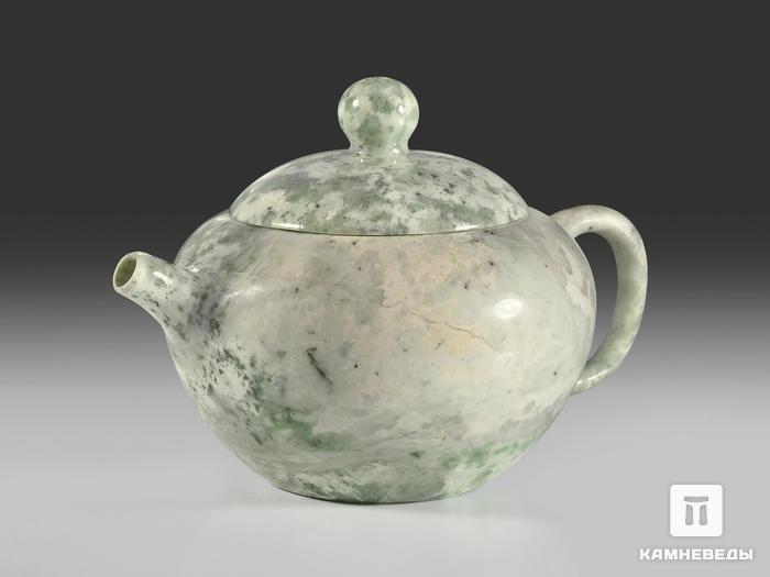 Чайник из пейзажного белого нефрита, 13х8,8х8 см, 22469, фото 2