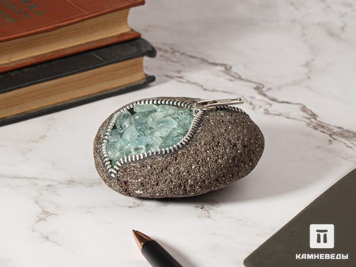 Сувенир из камня «кошелек» с аквамарином, 10х9,2х4,4 см, 526, фото 3