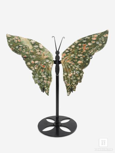 Риолит. Бабочка из риолита на подставке, 24,5х22,5х10 см