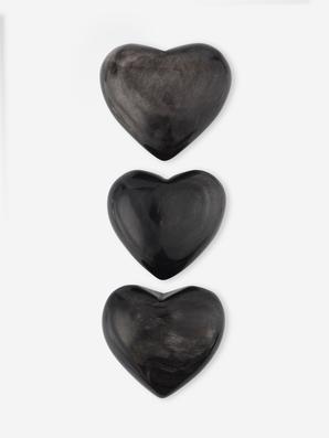 Сердце из серебристого обсидиана, 6х5,7х3 см