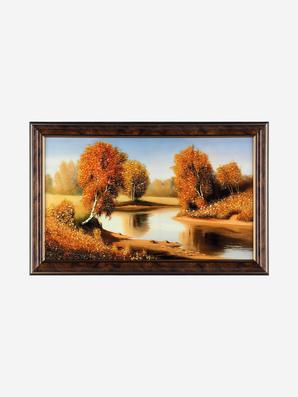 Картина с янтарем «Берёзы у реки»
