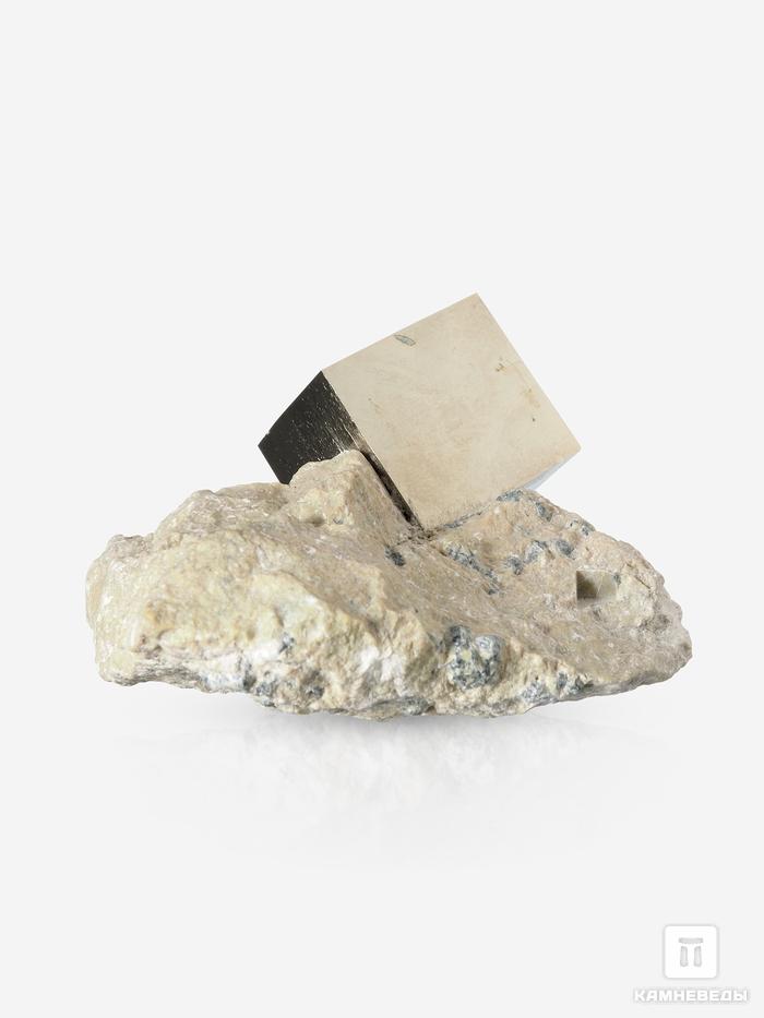 Пирит, кубический кристалл на породе 5х4 см, 27025, фото 4