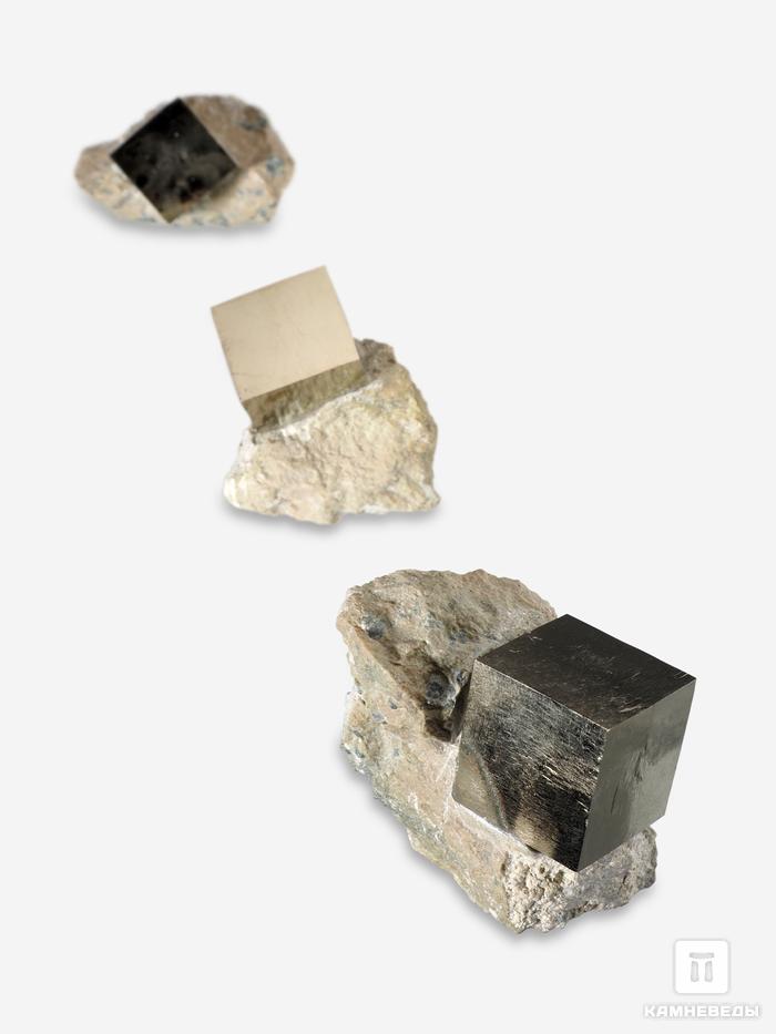 Пирит, кубический кристалл на породе 5,4х4,1 см, 27026, фото 2