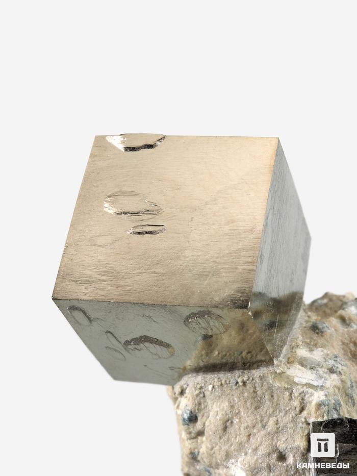 Пирит, кубический кристалл на породе 5,4х4,1 см, 27026, фото 3
