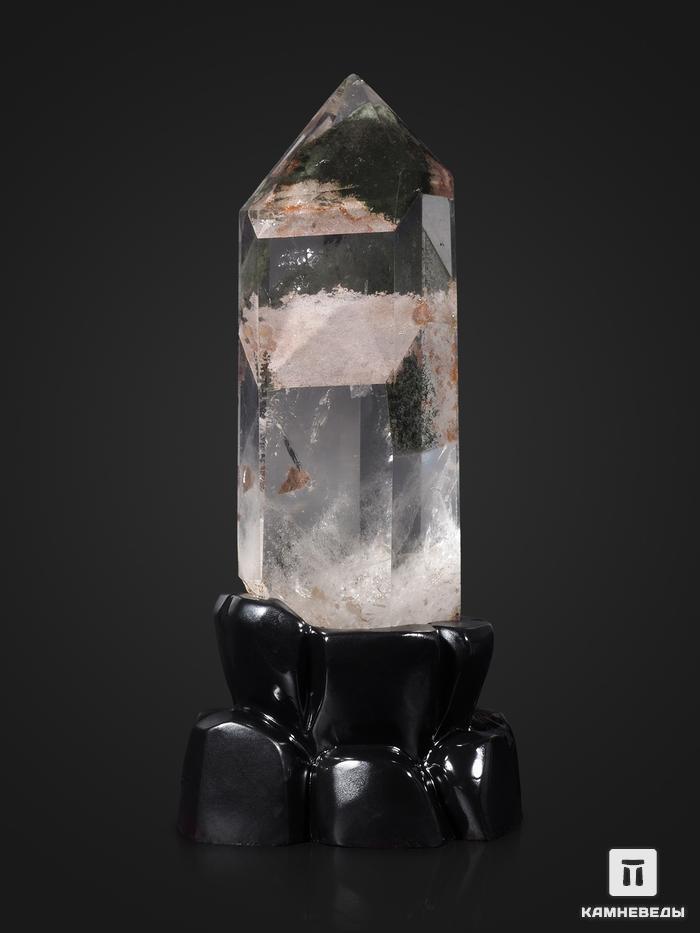 Горный хрусталь с фантомом, приполированный кристалл на деревянной подставке 30,5х13,5х12 см, 27328, фото 4