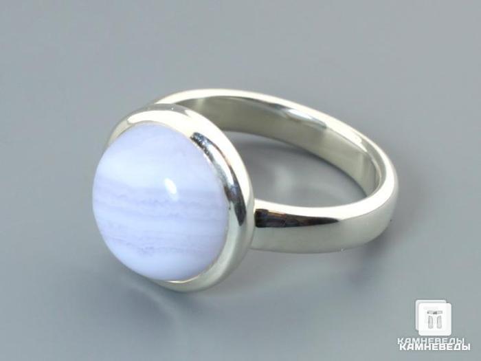 Кольцо «Сатурн» с голубым агатом (сапфирин), 44-28/7, фото 2