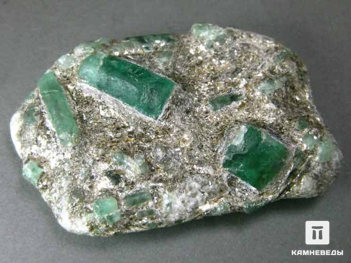 Берилл зелёный, кристаллы в сланце, 10-117/7, фото 1