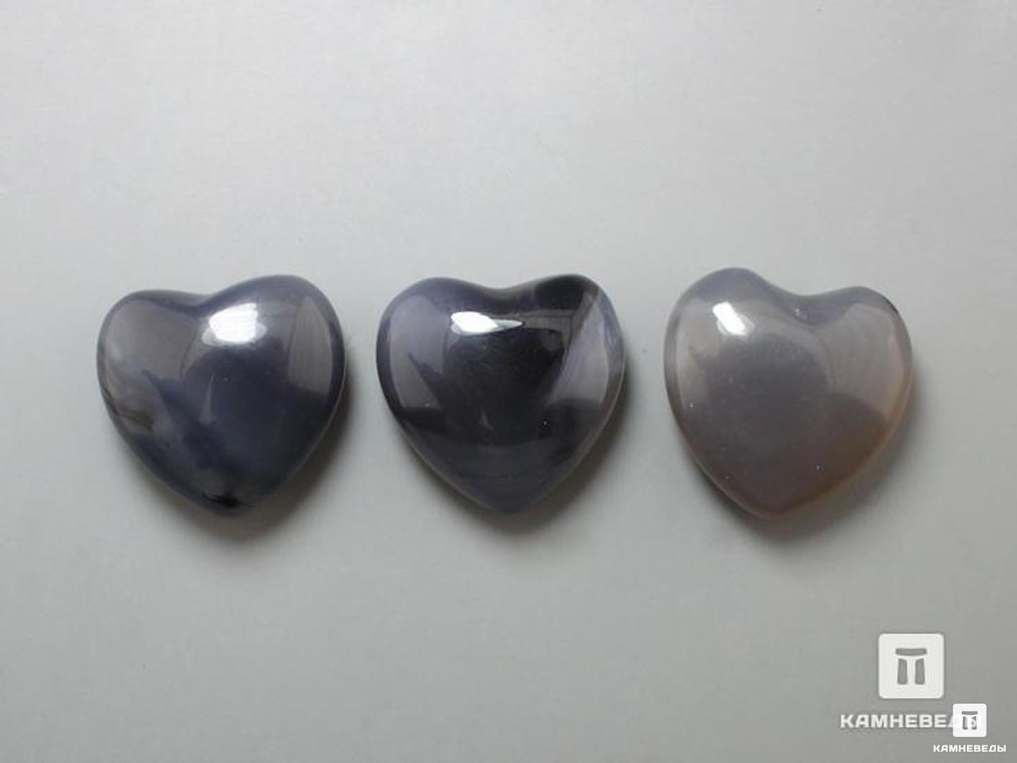 Сердце из серого агата, 2,5x2,5х1,2 см, 23-5/4, фото 2
