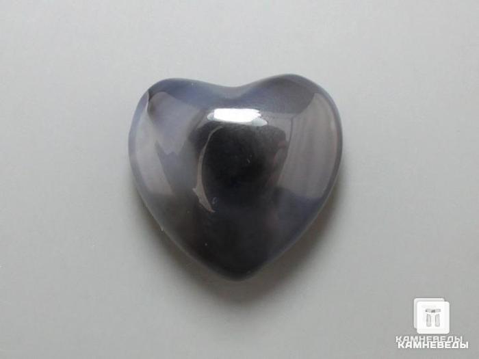 Сердце из серого агата, 2,5x2,5х1,2 см, 23-5/4, фото 1