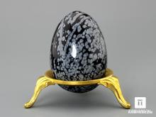 Яйцо из обсидиана снежного, 5 см