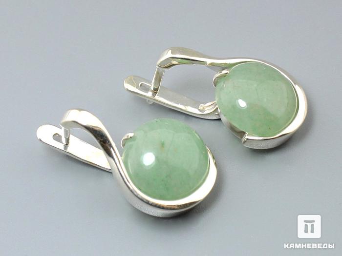 Серьги «Мелодия» с авантюрином зеленым, 41-109/1, фото 2