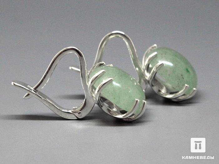 Серьги «Паутинка» с авантюрином зеленым, 41-109/2, фото 1