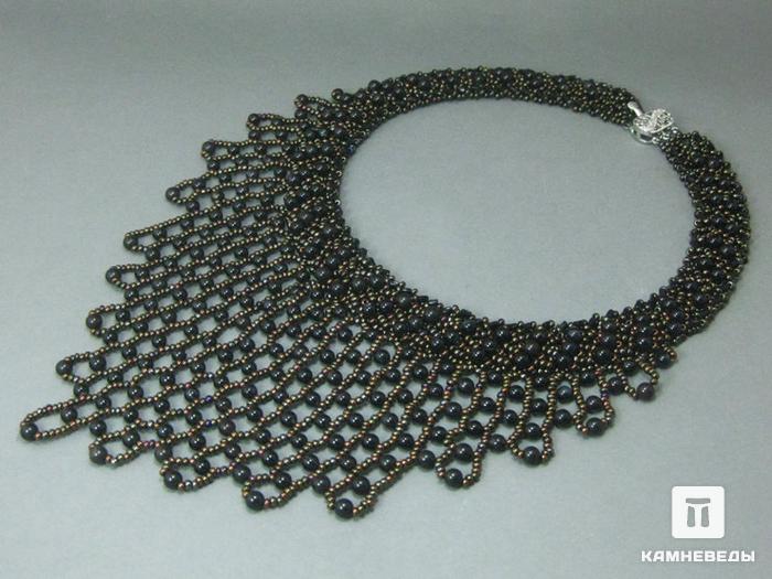 Ожерелье с камнями агат чёрный, 46-88/24, фото 1