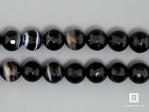 Бусины из чёрного агата (чёрного оникса), 46-49 шт. на нитке, 8 мм, огранка