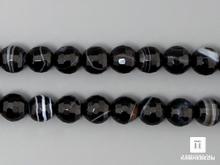 Бусины из чёрного агата (чёрного оникса), 65 шт. на нитке, 6-7 мм, огранка