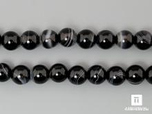Бусины из чёрного агата (чёрный оникс), 64 шт. на нитке, 6-7 мм