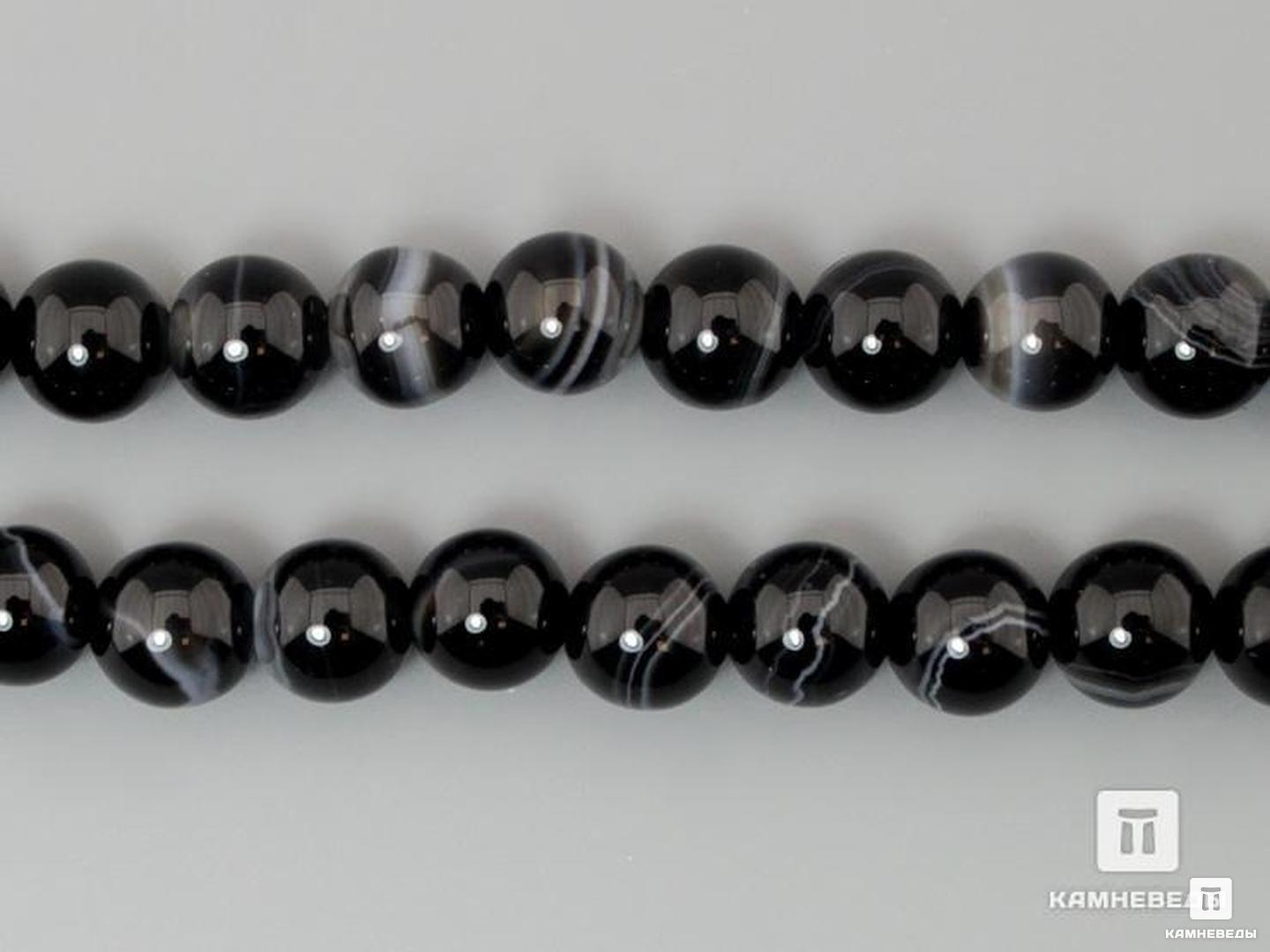 Бусины из чёрного агата (чёрный оникс), 61-65 шт. на нитке, 6-7 мм, 7-17/2, фото 1