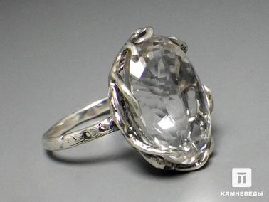 Горный хрусталь, Кварц. Кольцо с горным хрусталём (кварцем), огранка
